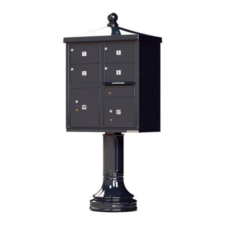 Florence Mfg Co Vital Cluster Box Unit w/Vogue Traditional Accessories, 4 Mailboxes & 2 Parcel Lockers, Black 1570-4T5V2BKAF